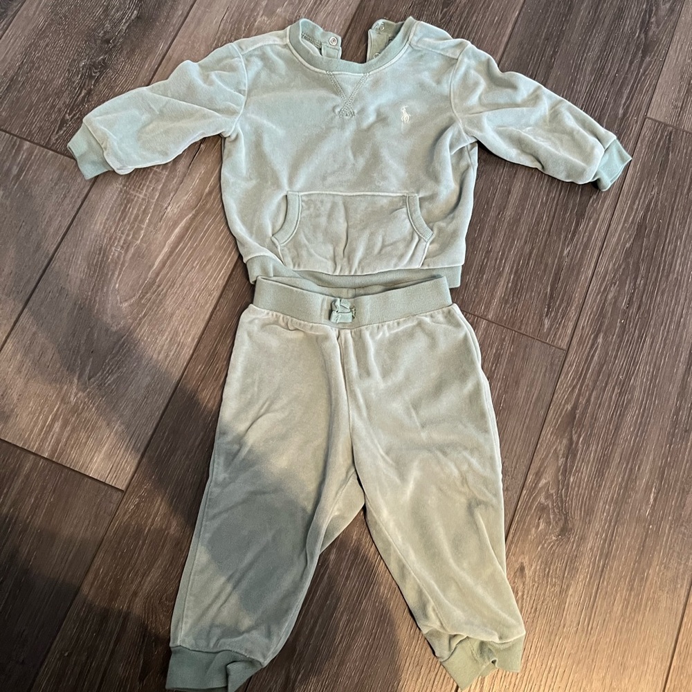 Ralph Lauren Green Velour Sweat Suit